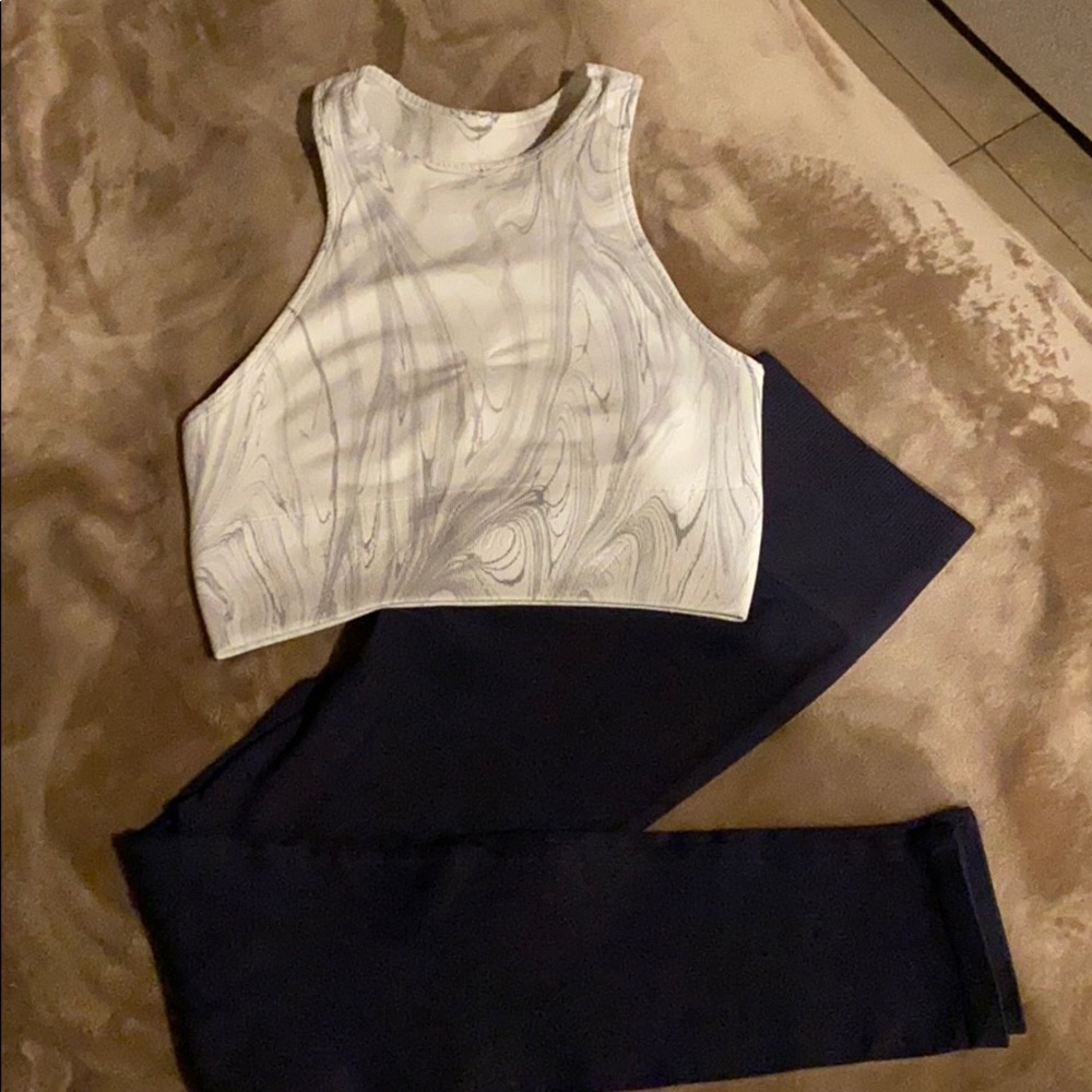marble earth choker crop/bra with mid fire legging - Picture 5 of 16